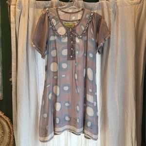 Johnny Was silk M short-sleeve tunic blouse